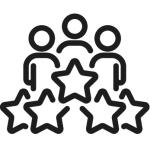 group of cartoon people with stars